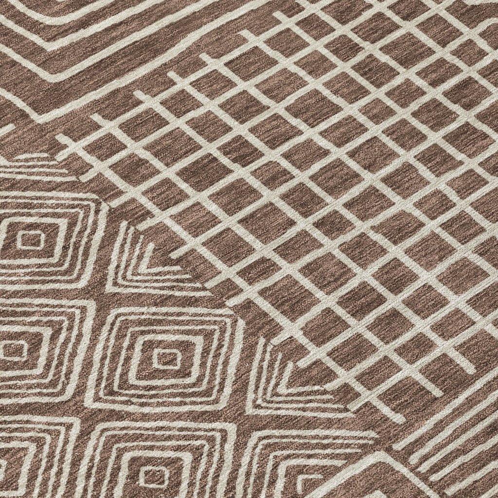 Junia Brown Washable Indoor-Outdoor Rug-Outdoor Rugs-LOOMLAN Rugs-LOOMLAN