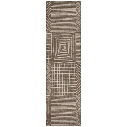 Junia Brown Washable Indoor-Outdoor Rug-Outdoor Rugs-LOOMLAN Rugs-2'3" x 7'6"-LOOMLAN