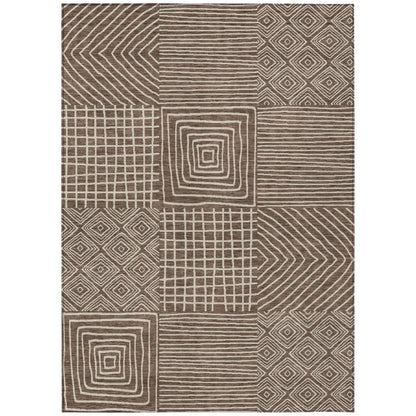 Junia Brown Washable Indoor-Outdoor Rug-Outdoor Rugs-LOOMLAN Rugs-2'6" x 3'10"-LOOMLAN