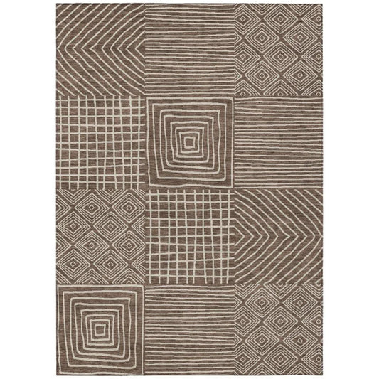 Junia Brown Washable Indoor-Outdoor Rug-Outdoor Rugs-LOOMLAN Rugs-2'6" x 3'10"-LOOMLAN