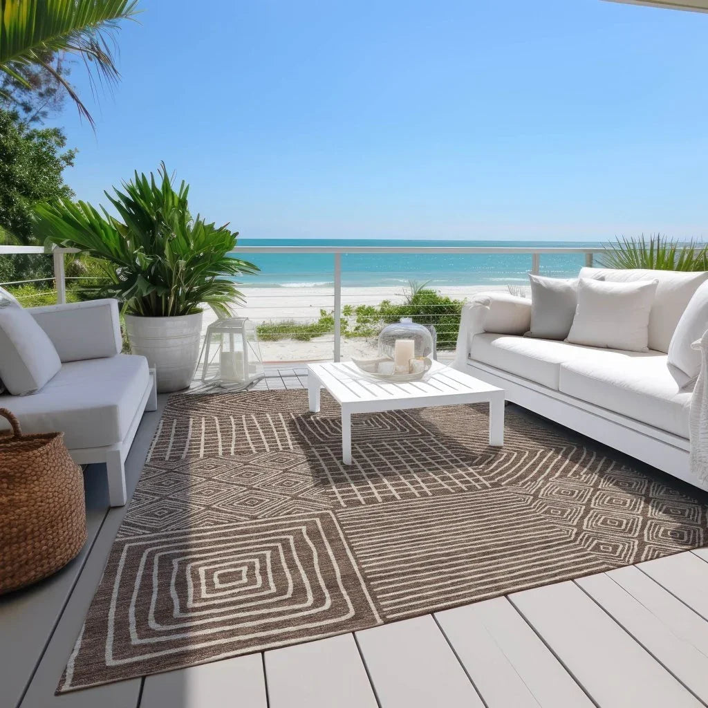 Junia Brown Washable Indoor-Outdoor Rug-Outdoor Rugs-LOOMLAN Rugs-LOOMLAN