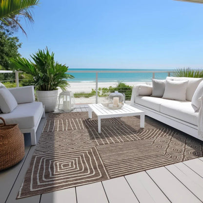 Junia Brown Washable Indoor-Outdoor Rug-Outdoor Rugs-LOOMLAN Rugs-LOOMLAN