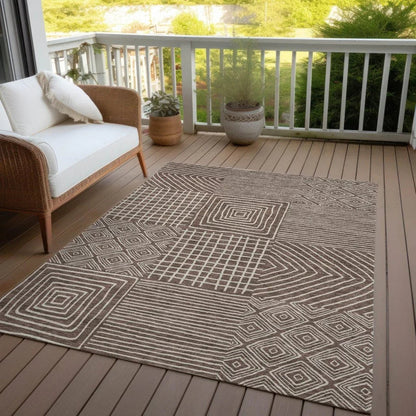 Junia Brown Washable Indoor-Outdoor Rug-Outdoor Rugs-LOOMLAN Rugs-LOOMLAN