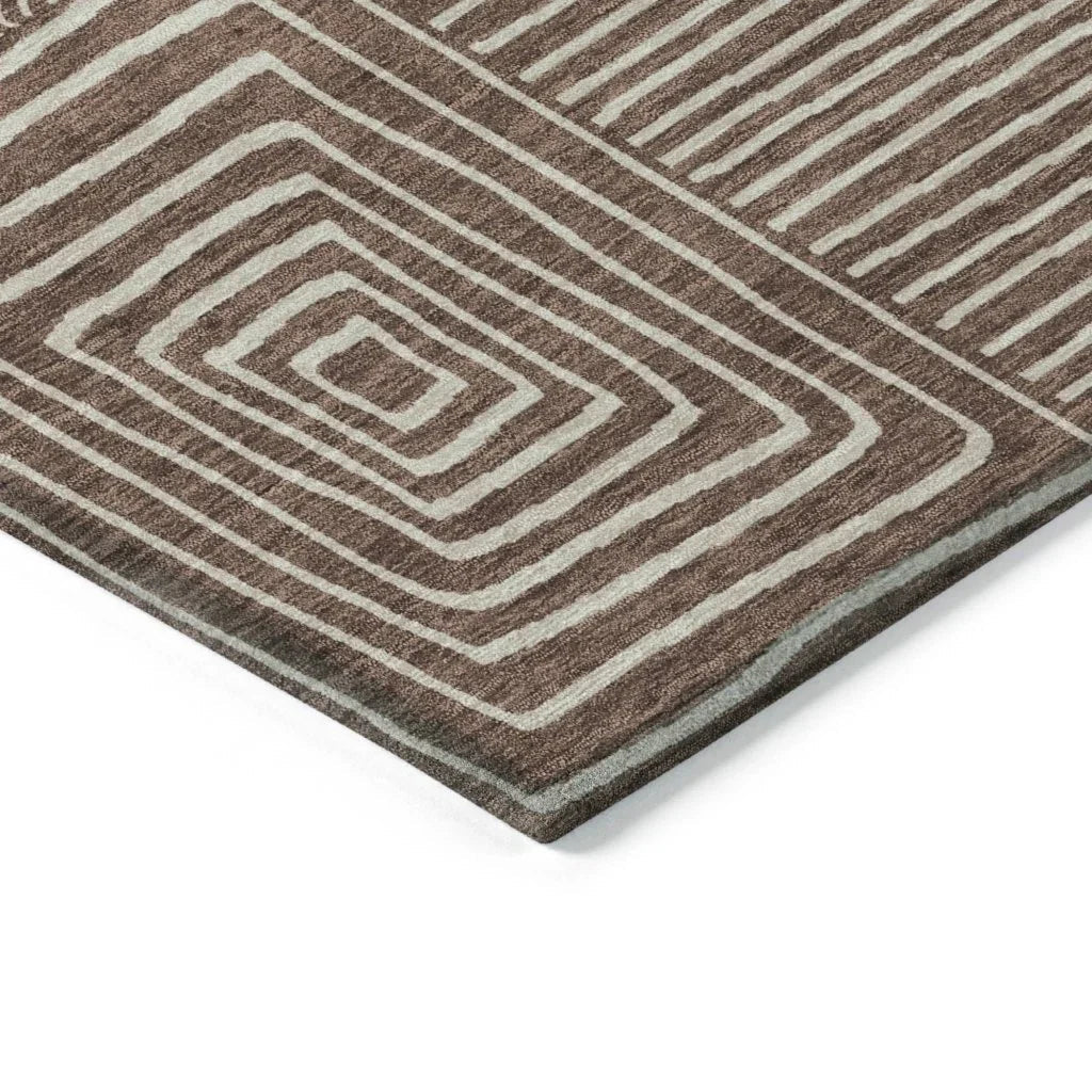 Junia Brown Washable Indoor-Outdoor Rug-Outdoor Rugs-LOOMLAN Rugs-LOOMLAN