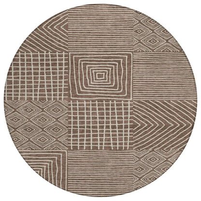 Junia Brown Washable Indoor-Outdoor Rug-Outdoor Rugs-LOOMLAN Rugs-8' x 8'-LOOMLAN