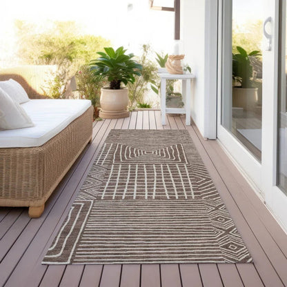 Junia Brown Washable Indoor-Outdoor Rug-Outdoor Rugs-LOOMLAN Rugs-LOOMLAN