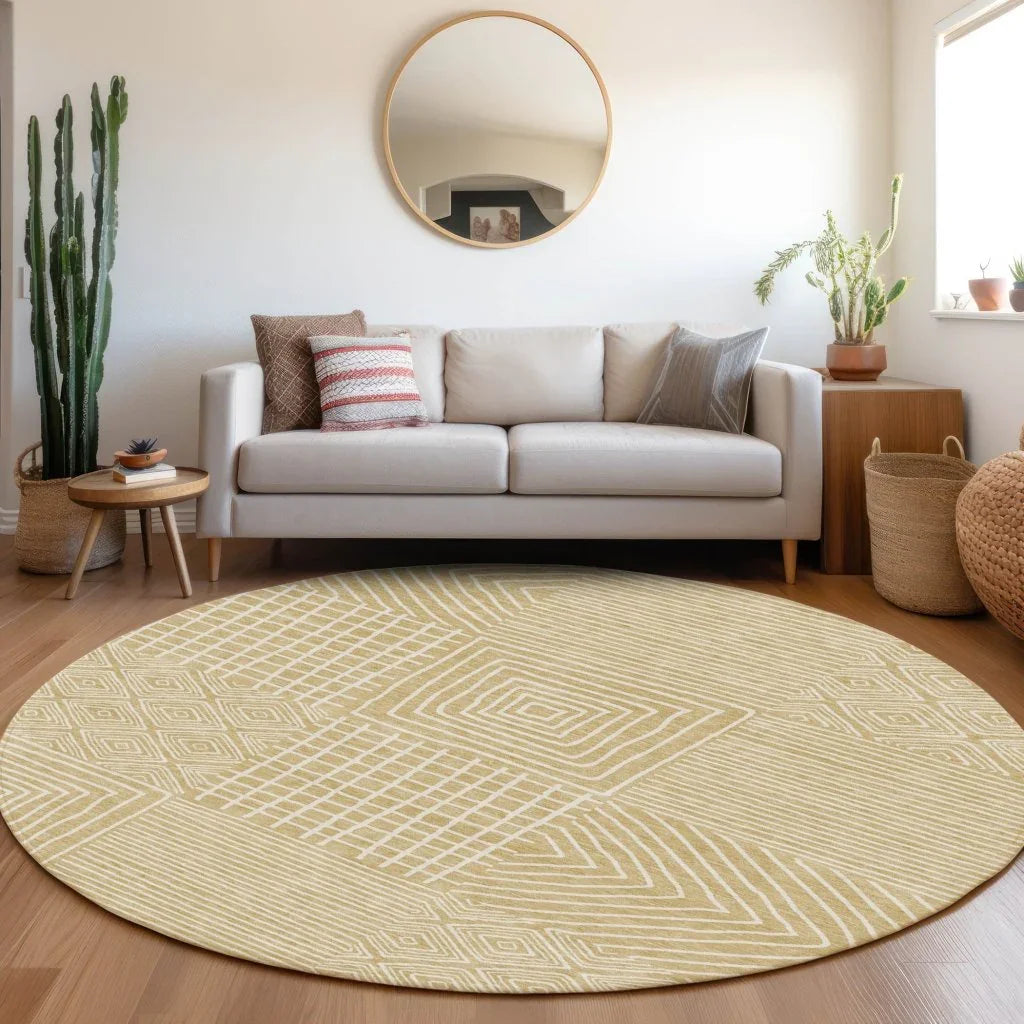 Junia Gold Washable Indoor-Outdoor Rug-Outdoor Rugs-LOOMLAN Rugs-LOOMLAN