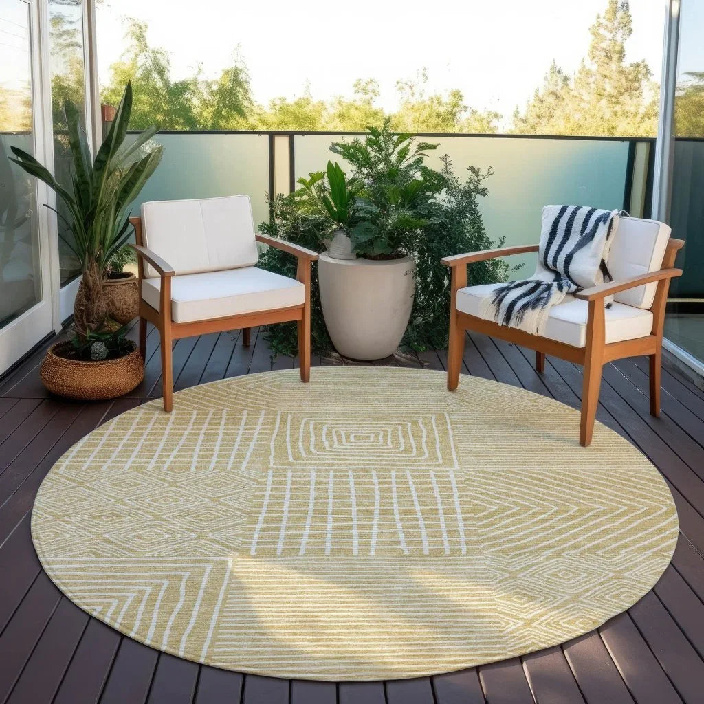 Junia Gold Washable Indoor-Outdoor Rug-Outdoor Rugs-LOOMLAN Rugs-LOOMLAN