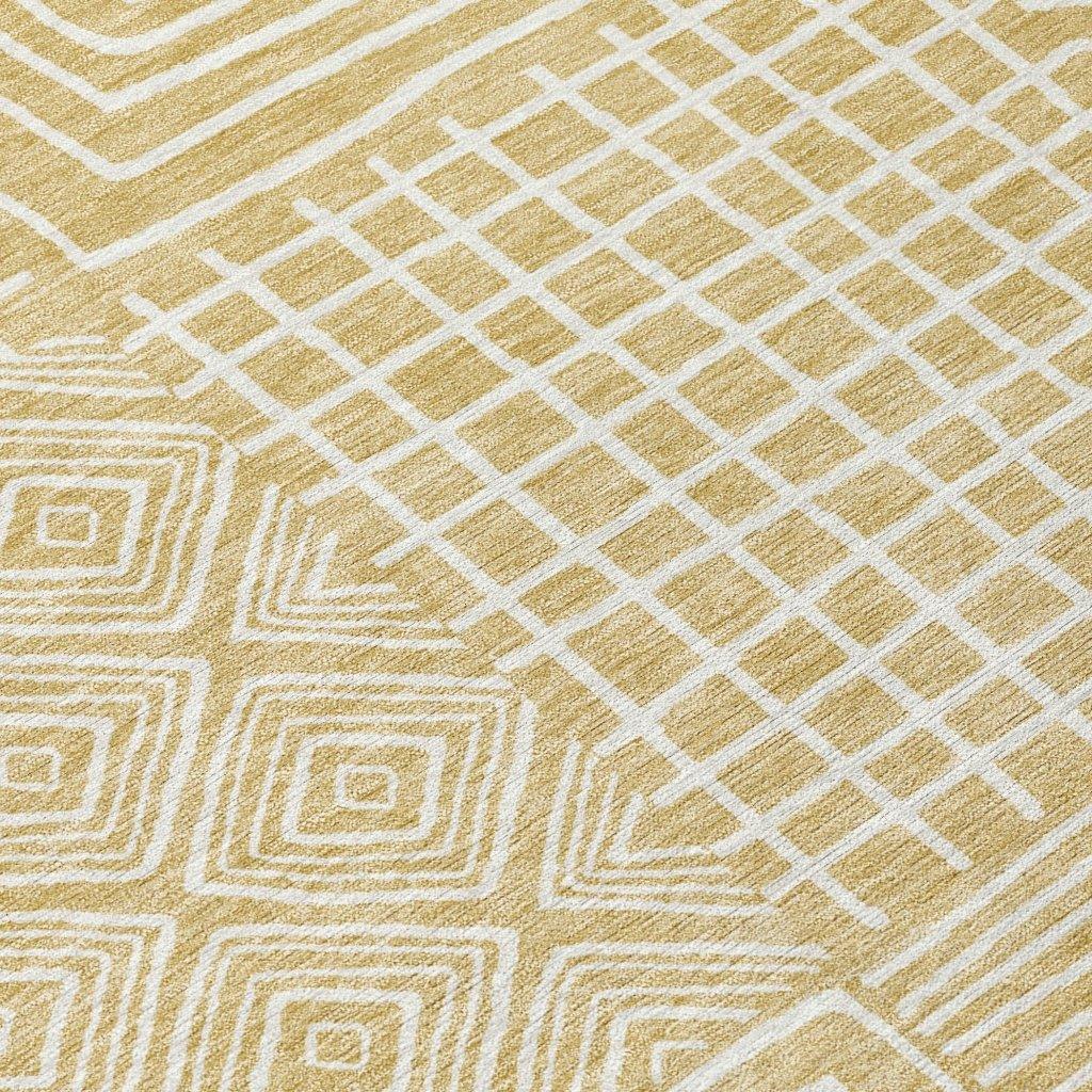 Junia Gold Washable Indoor-Outdoor Rug-Outdoor Rugs-LOOMLAN Rugs-LOOMLAN