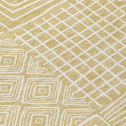 Junia Gold Washable Indoor-Outdoor Rug-Outdoor Rugs-LOOMLAN Rugs-LOOMLAN