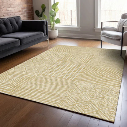 Junia Gold Washable Indoor-Outdoor Rug-Outdoor Rugs-LOOMLAN Rugs-LOOMLAN