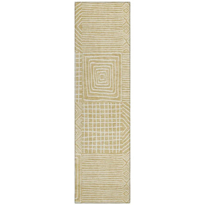 Junia Gold Washable Indoor-Outdoor Rug-Outdoor Rugs-LOOMLAN Rugs-2'3" x 7'6"-LOOMLAN