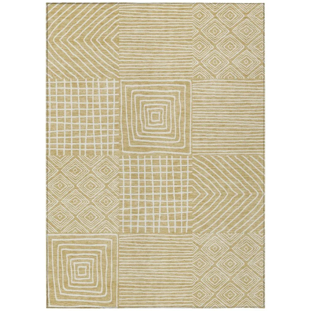 Junia Gold Washable Indoor-Outdoor Rug-Outdoor Rugs-LOOMLAN Rugs-2'6" x 3'10"-LOOMLAN