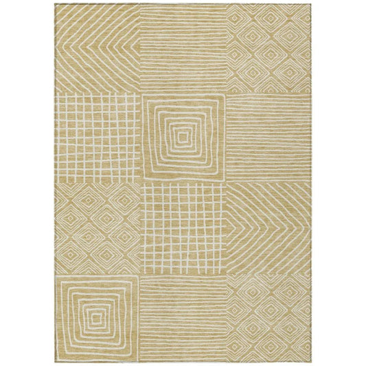 Junia Gold Washable Indoor-Outdoor Rug-Outdoor Rugs-LOOMLAN Rugs-2'6" x 3'10"-LOOMLAN