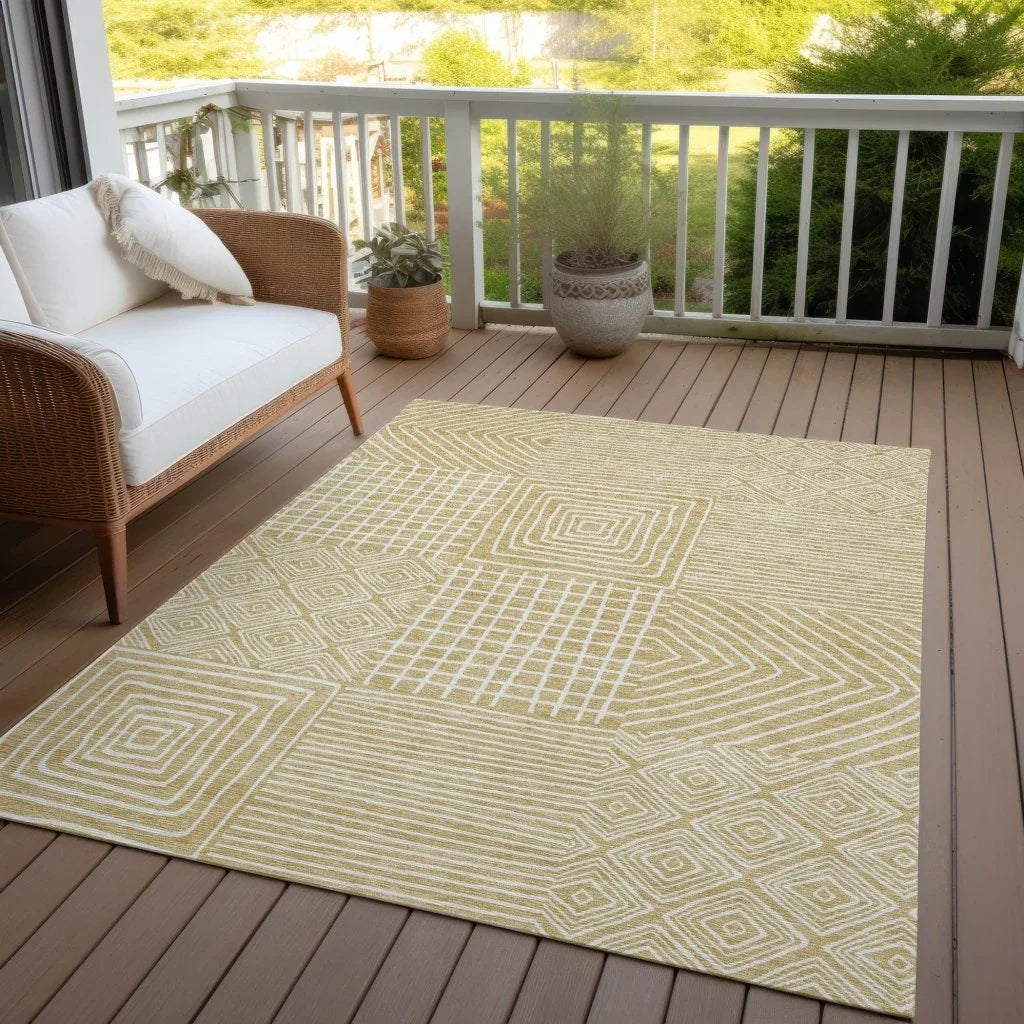 Junia Gold Washable Indoor-Outdoor Rug-Outdoor Rugs-LOOMLAN Rugs-LOOMLAN
