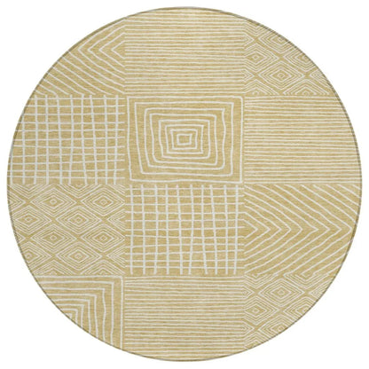 Junia Gold Washable Indoor-Outdoor Rug-Outdoor Rugs-LOOMLAN Rugs-8' x 8'-LOOMLAN