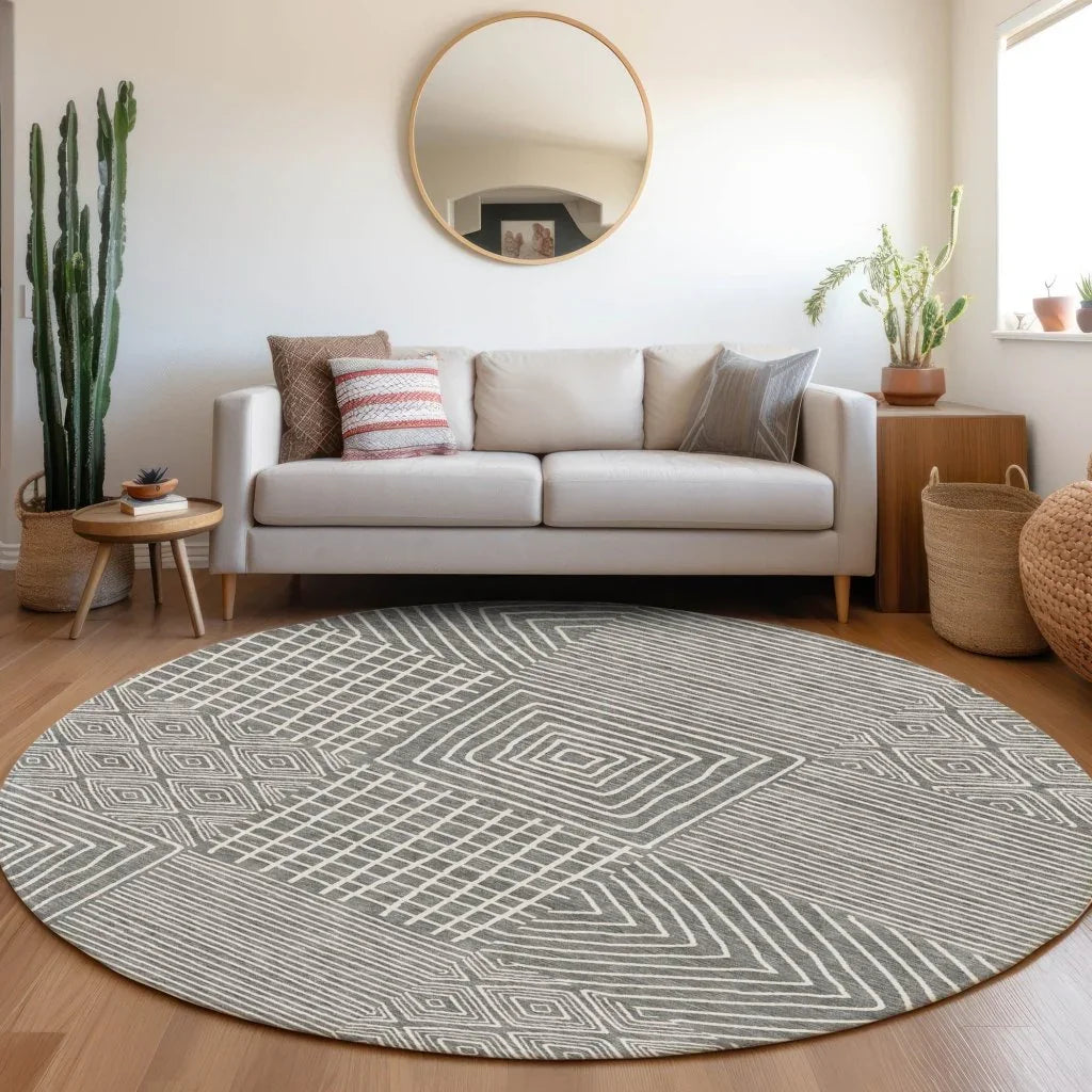 Junia Gray Washable Indoor-Outdoor Rug-Outdoor Rugs-LOOMLAN Rugs-LOOMLAN