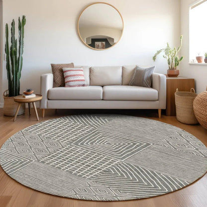 Junia Gray Washable Indoor-Outdoor Rug-Outdoor Rugs-LOOMLAN Rugs-LOOMLAN