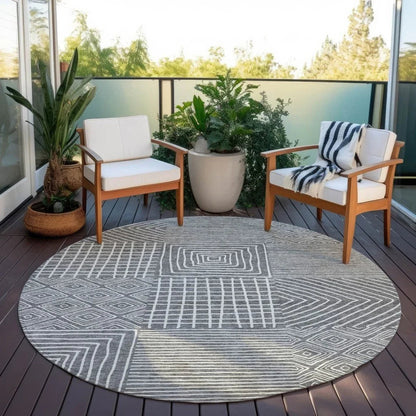 Junia Gray Washable Indoor-Outdoor Rug-Outdoor Rugs-LOOMLAN Rugs-LOOMLAN