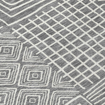 Junia Gray Washable Indoor-Outdoor Rug-Outdoor Rugs-LOOMLAN Rugs-LOOMLAN