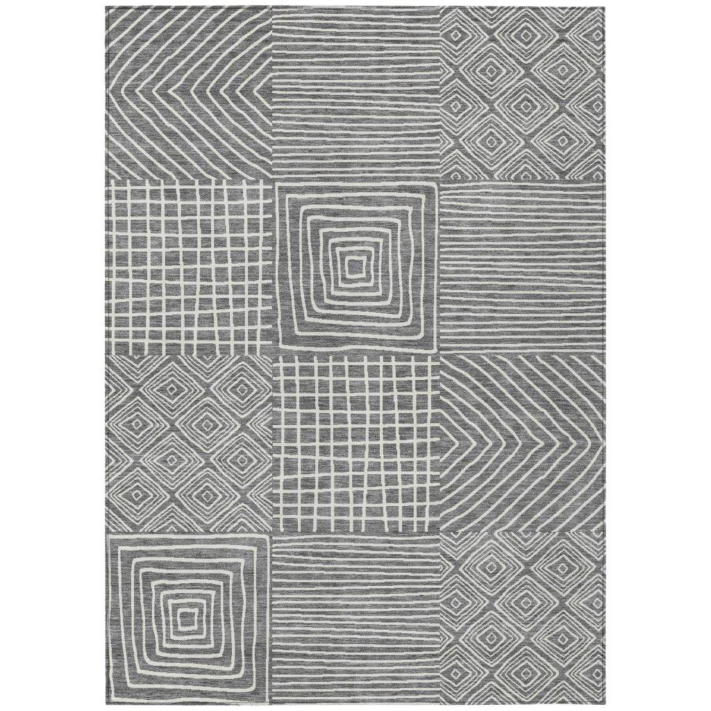 Junia Gray Washable Indoor-Outdoor Rug-Outdoor Rugs-LOOMLAN Rugs-2'6" x 3'10"-LOOMLAN