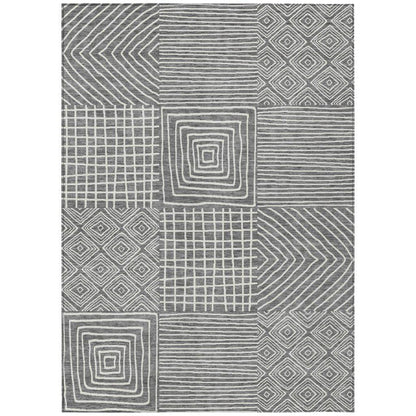 Junia Gray Washable Indoor-Outdoor Rug-Outdoor Rugs-LOOMLAN Rugs-2'6" x 3'10"-LOOMLAN
