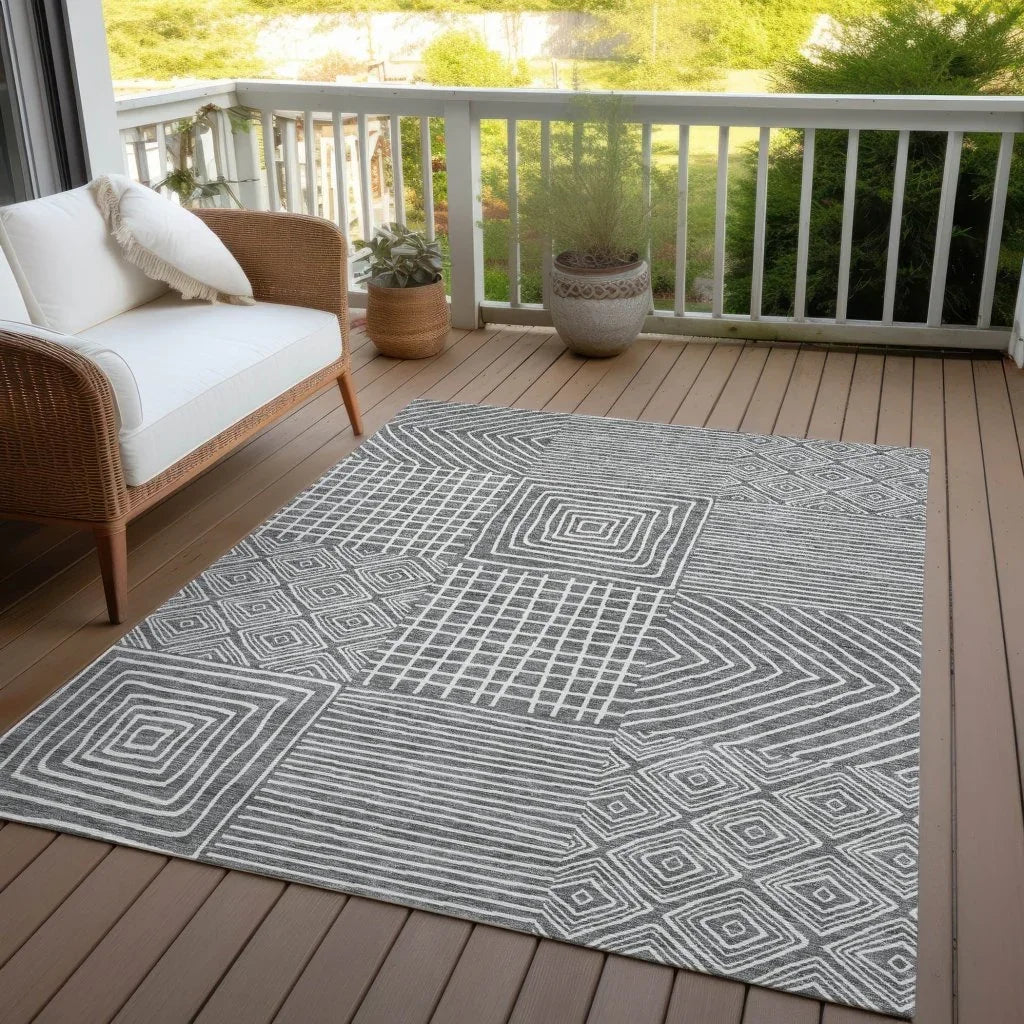 Junia Gray Washable Indoor-Outdoor Rug-Outdoor Rugs-LOOMLAN Rugs-LOOMLAN