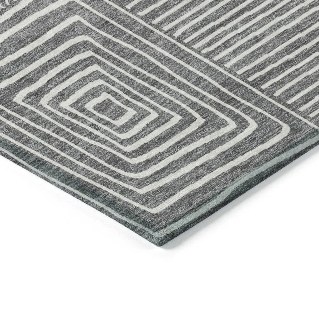Junia Gray Washable Indoor-Outdoor Rug-Outdoor Rugs-LOOMLAN Rugs-LOOMLAN