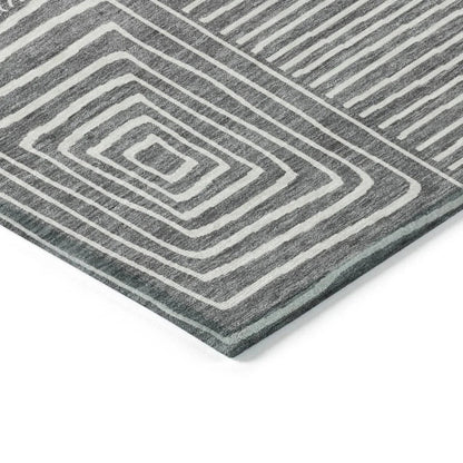 Junia Gray Washable Indoor-Outdoor Rug-Outdoor Rugs-LOOMLAN Rugs-LOOMLAN