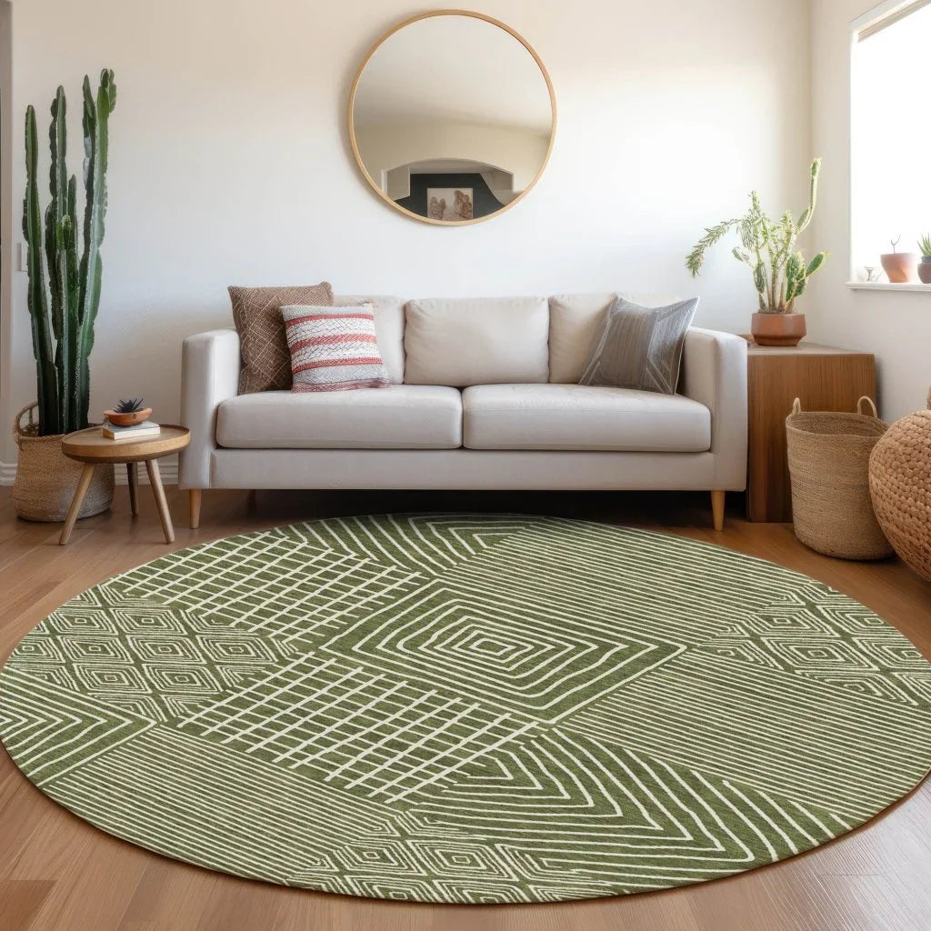 Junia Green Washable Indoor-Outdoor Rug-Outdoor Rugs-LOOMLAN Rugs-LOOMLAN