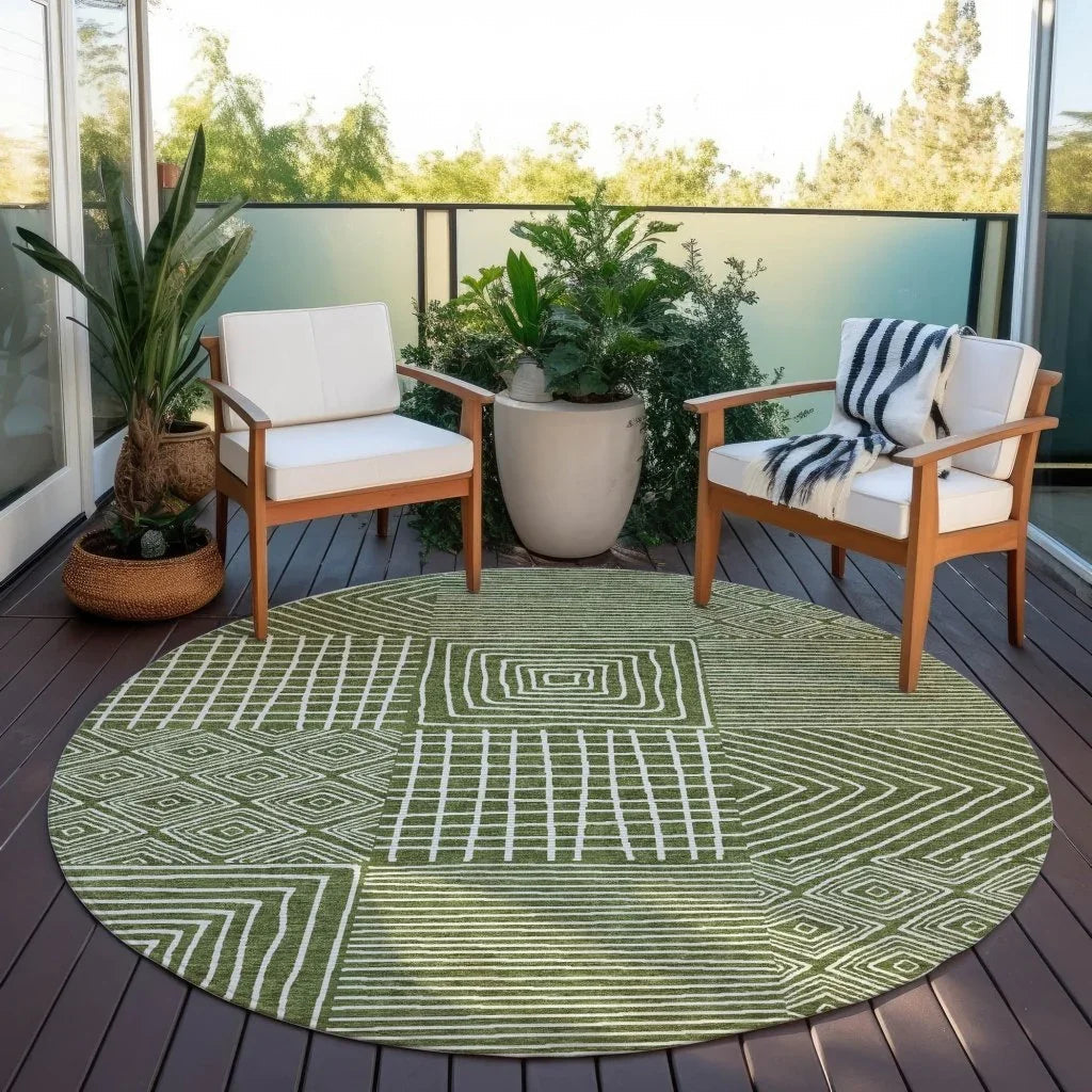 Junia Green Washable Indoor-Outdoor Rug-Outdoor Rugs-LOOMLAN Rugs-LOOMLAN