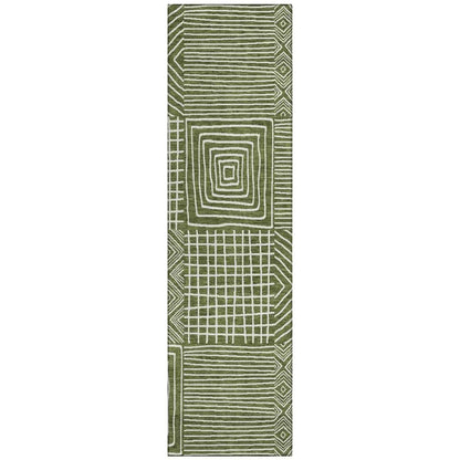 Junia Green Washable Indoor-Outdoor Rug-Outdoor Rugs-LOOMLAN Rugs-2'3" x 7'6"-LOOMLAN