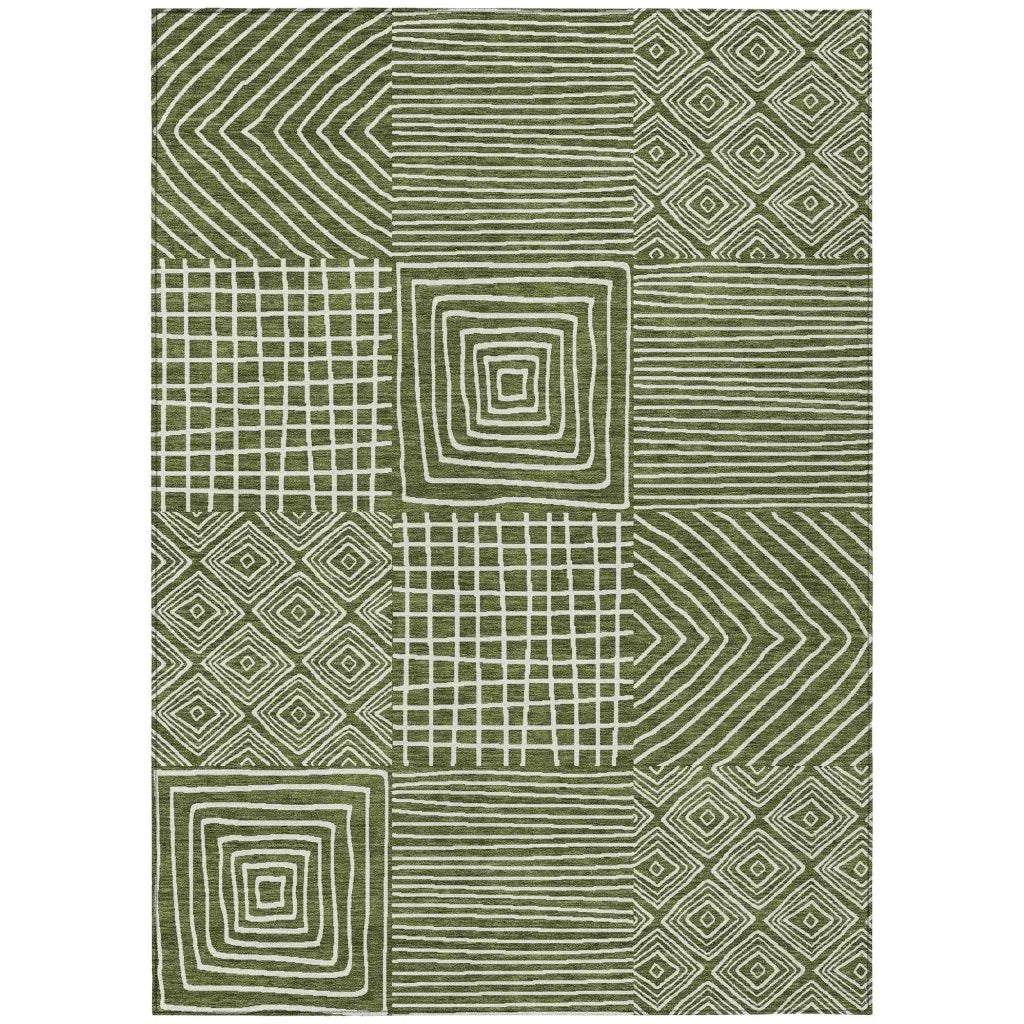 Junia Green Washable Indoor-Outdoor Rug-Outdoor Rugs-LOOMLAN Rugs-2'6" x 3'10"-LOOMLAN