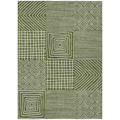 Junia Green Washable Indoor-Outdoor Rug-Outdoor Rugs-LOOMLAN Rugs-2'6" x 3'10"-LOOMLAN