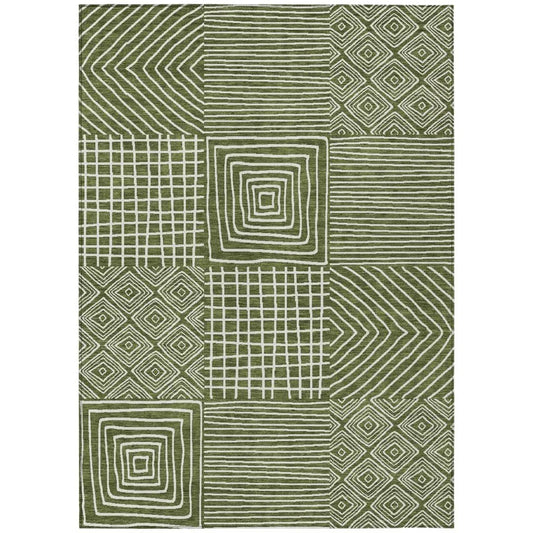 Junia Green Washable Indoor-Outdoor Rug-Outdoor Rugs-LOOMLAN Rugs-2'6" x 3'10"-LOOMLAN