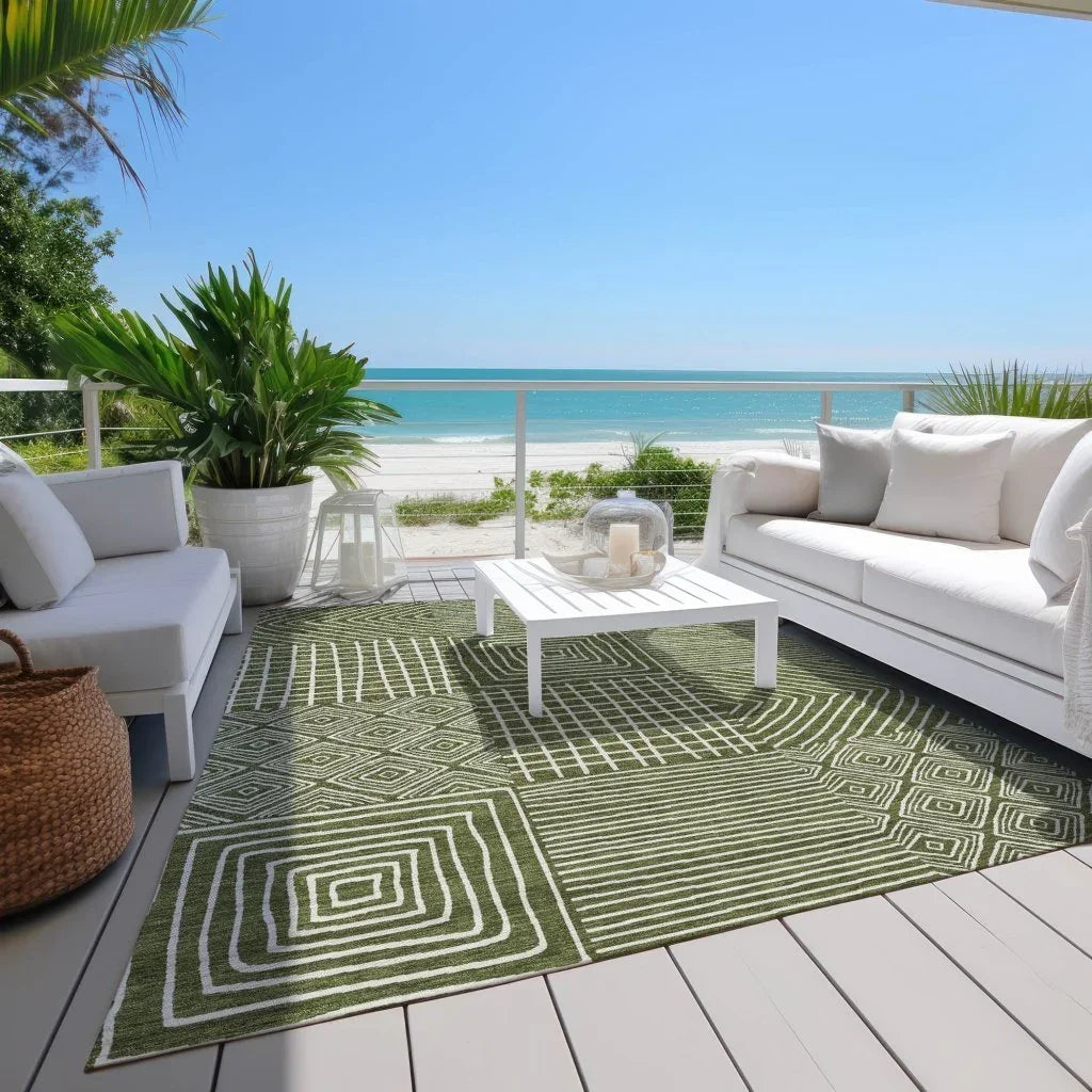 Junia Green Washable Indoor-Outdoor Rug-Outdoor Rugs-LOOMLAN Rugs-LOOMLAN
