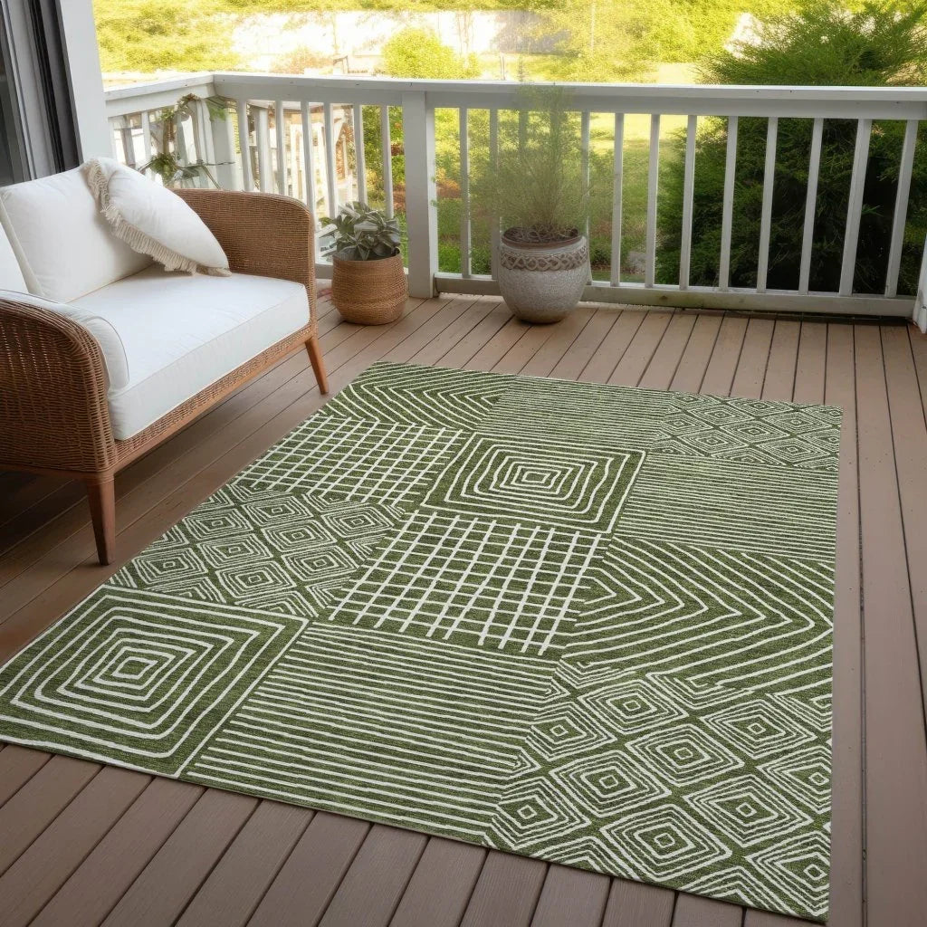 Junia Green Washable Indoor-Outdoor Rug-Outdoor Rugs-LOOMLAN Rugs-LOOMLAN
