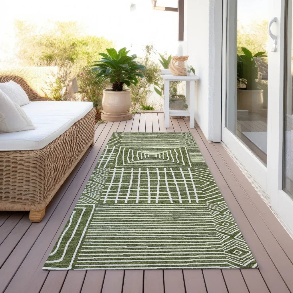 Junia Green Washable Indoor-Outdoor Rug-Outdoor Rugs-LOOMLAN Rugs-LOOMLAN