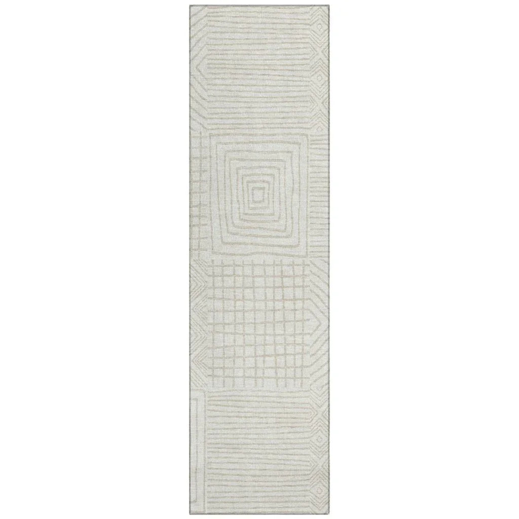 Junia Ivory Washable Indoor-Outdoor Rug-Outdoor Rugs-LOOMLAN Rugs-2'3" x 7'6"-LOOMLAN