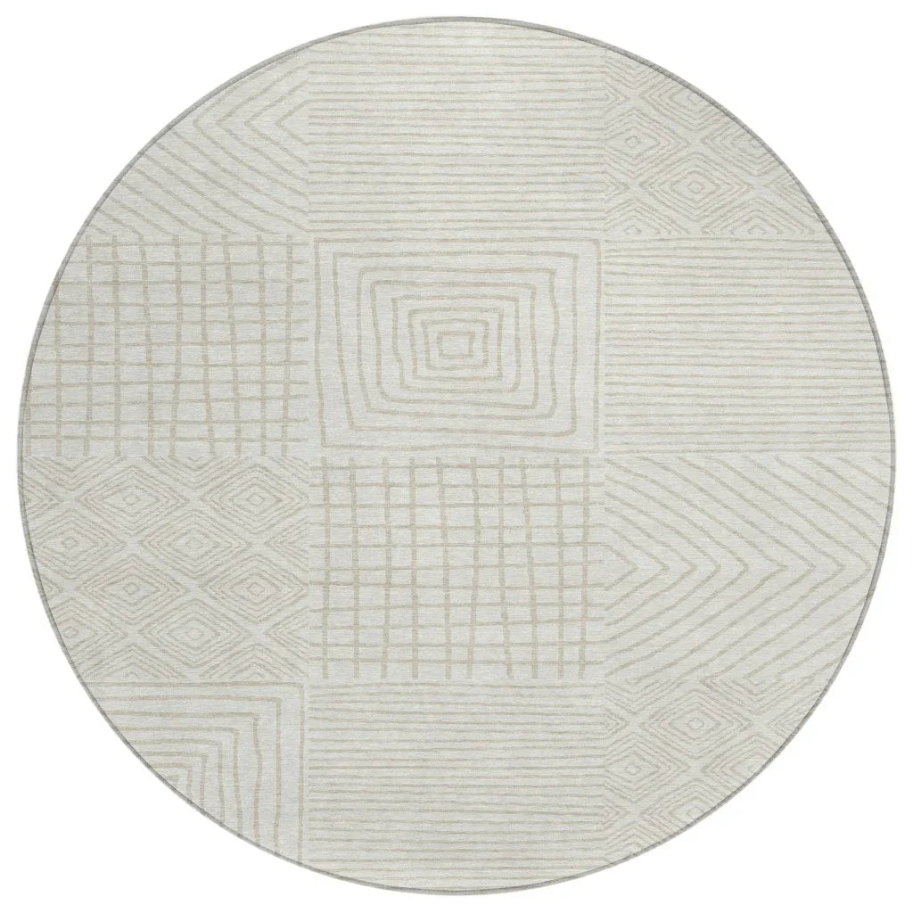 Junia Ivory Washable Indoor-Outdoor Rug-Outdoor Rugs-LOOMLAN Rugs-8' x 8'-LOOMLAN