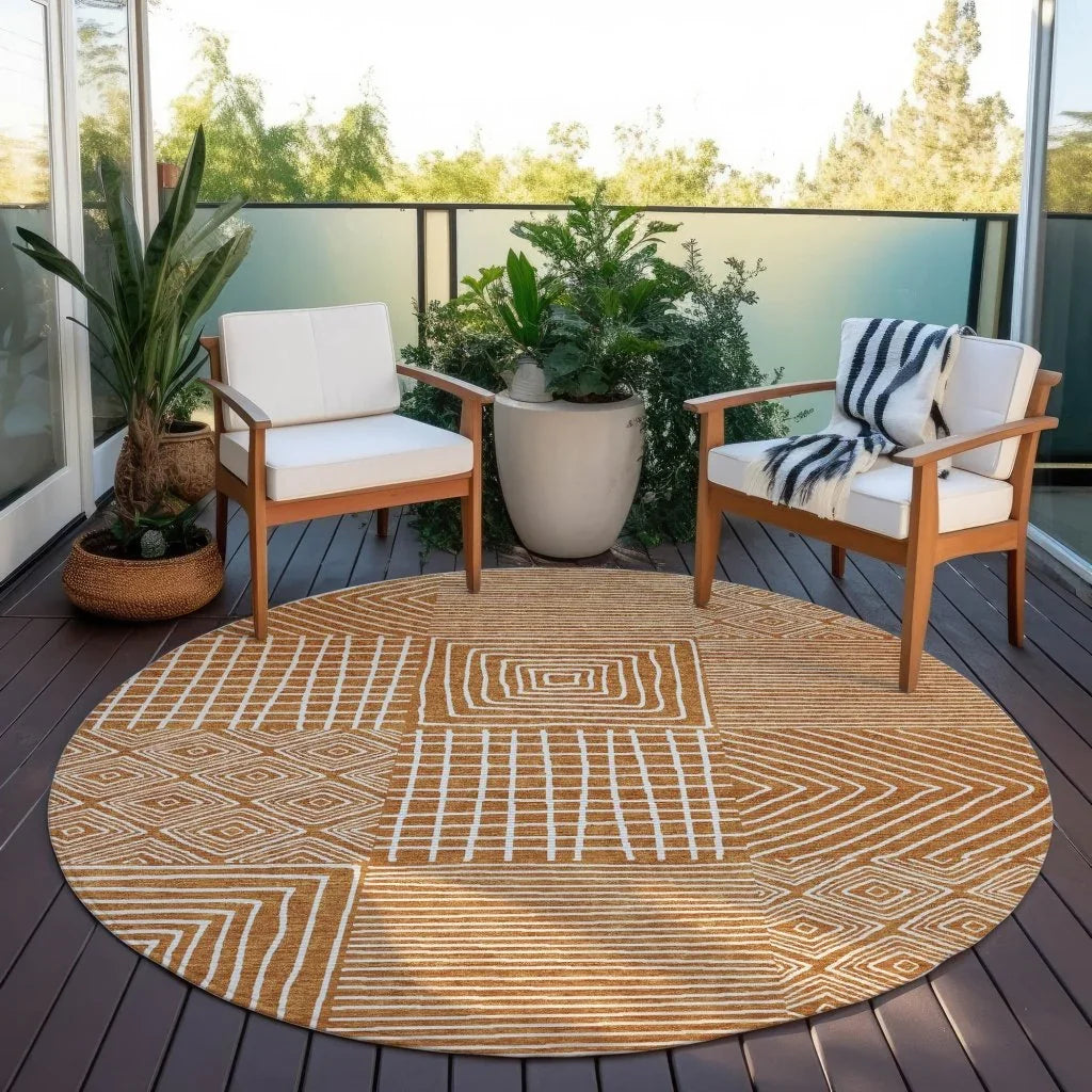 Junia Orange Washable Indoor-Outdoor Rug-Outdoor Rugs-LOOMLAN Rugs-LOOMLAN