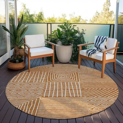 Junia Orange Washable Indoor-Outdoor Rug-Outdoor Rugs-LOOMLAN Rugs-LOOMLAN