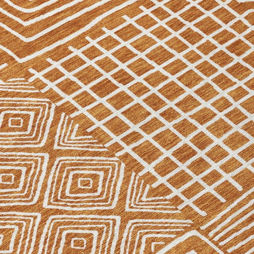 Junia Orange Washable Indoor-Outdoor Rug-Outdoor Rugs-LOOMLAN Rugs-LOOMLAN