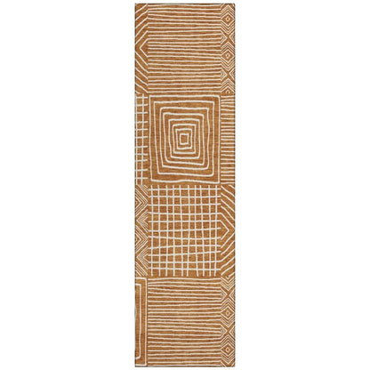 Junia Orange Washable Indoor-Outdoor Rug-Outdoor Rugs-LOOMLAN Rugs-2'3" x 7'6"-LOOMLAN