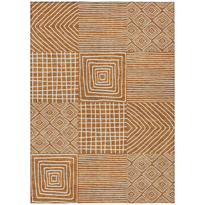 Junia Orange Washable Indoor-Outdoor Rug-Outdoor Rugs-LOOMLAN Rugs-2'6" x 3'10"-LOOMLAN