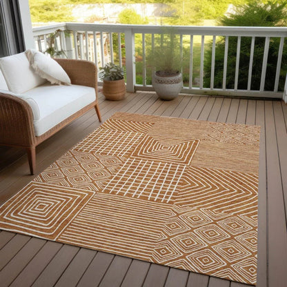 Junia Orange Washable Indoor-Outdoor Rug-Outdoor Rugs-LOOMLAN Rugs-LOOMLAN