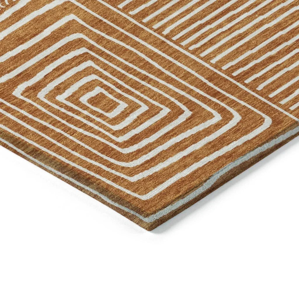 Junia Orange Washable Indoor-Outdoor Rug-Outdoor Rugs-LOOMLAN Rugs-LOOMLAN