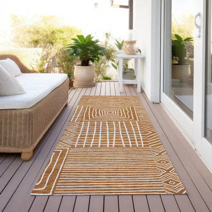 Junia Orange Washable Indoor-Outdoor Rug-Outdoor Rugs-LOOMLAN Rugs-LOOMLAN