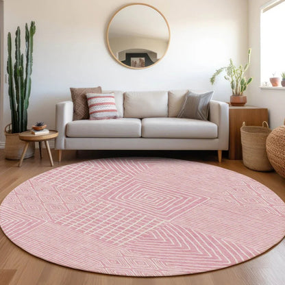 Junia Pink Washable Indoor-Outdoor Rug-Outdoor Rugs-LOOMLAN Rugs-LOOMLAN