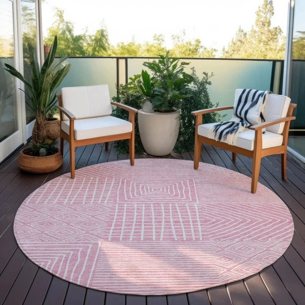Junia Pink Washable Indoor-Outdoor Rug-Outdoor Rugs-LOOMLAN Rugs-LOOMLAN